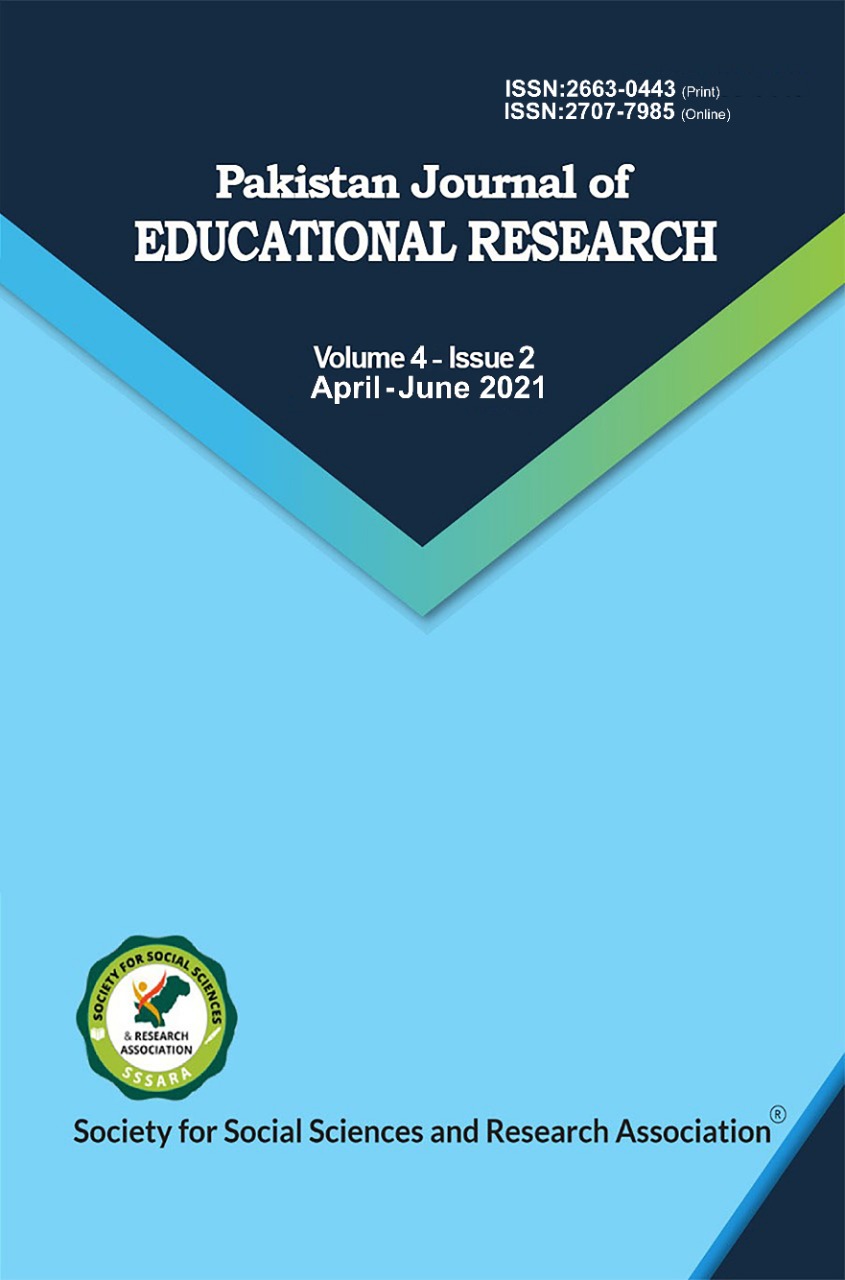 					View Vol. 4 No. 2 (2021): Pakistan Journal of Educational Research
				